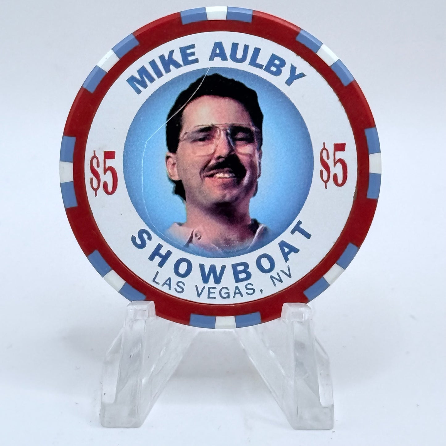 Showboat Las Vegas Nevada 1996 'PBA Bowler, Mike Aulby' LE $5 Casino Chip N9075