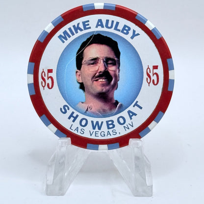 Showboat Las Vegas Nevada 1996 'PBA Bowler, Mike Aulby' LE $5 Casino Chip N9075