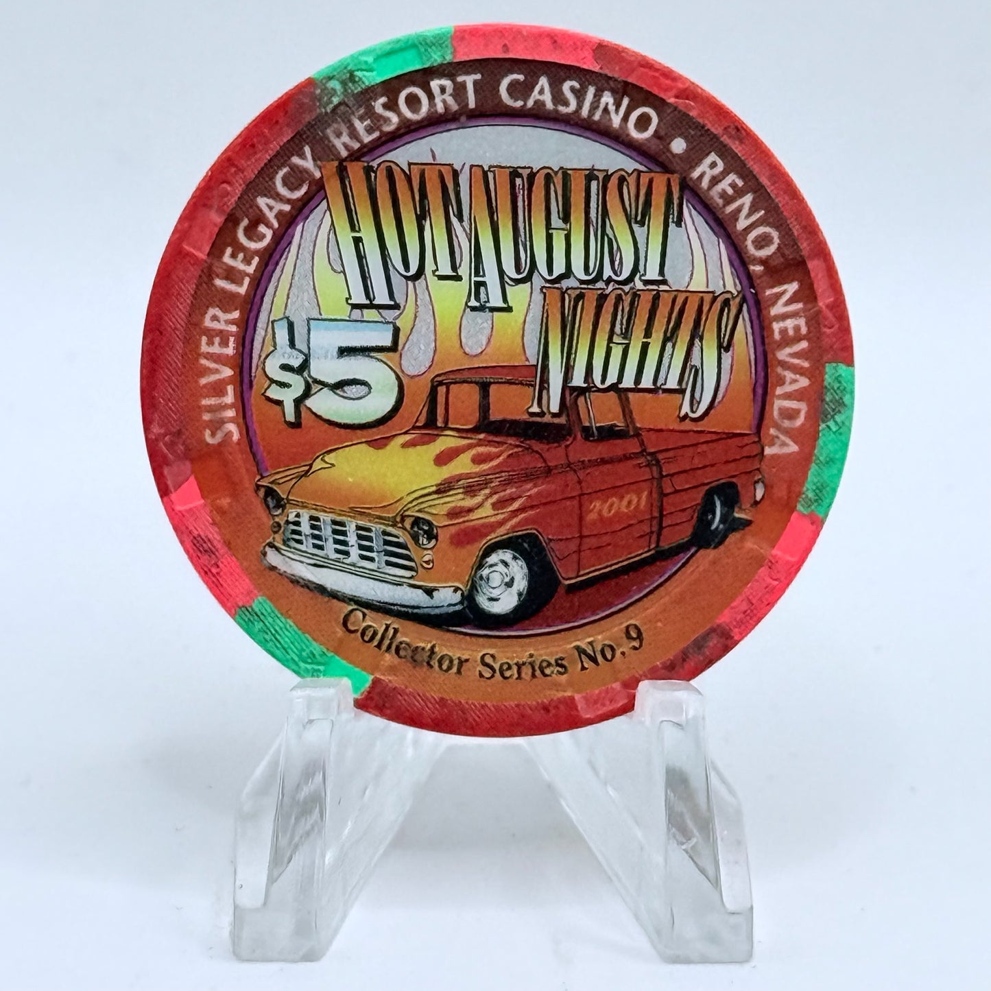 Silver Legacy Reno Nevada 2001 'Hot August Nights, Collector Series' LE $5 Casino Chip V9770