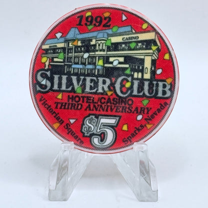 Silver Club (Karl's) Sparks Nevada 1992 LE $5 Casino Chip N6273
