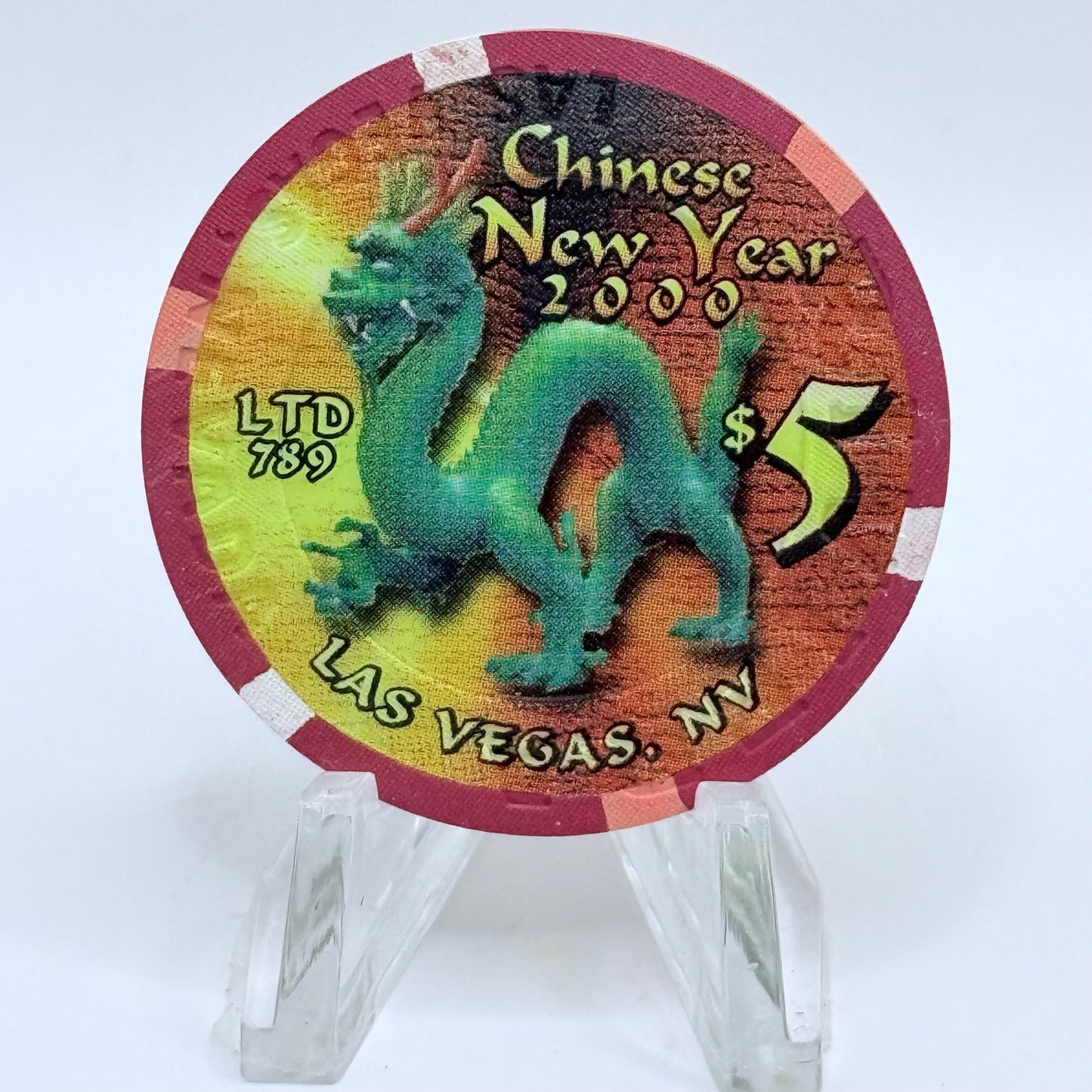 Riviera Las Vegas Nevada 2000 'Year Of The Dragon' LE $5 Casino Chip V5420