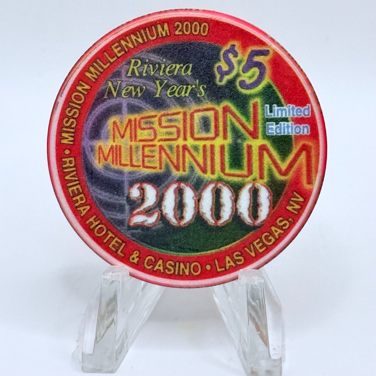 Riviera Las Vegas Nevada 1999 'Mission Millennium' LE $5 Casino Chip V5408