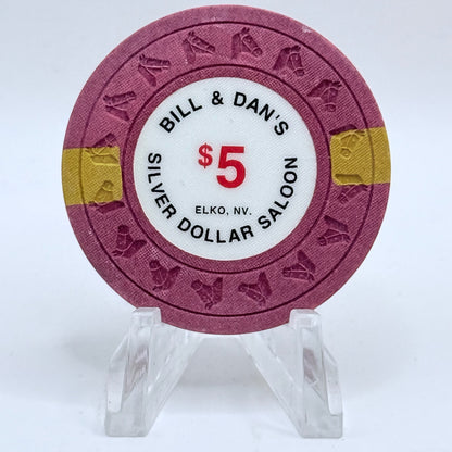 Bill & Dan's Silver Dollar Saloon Elko Nevada 1991 $5 Casino Chip N3340