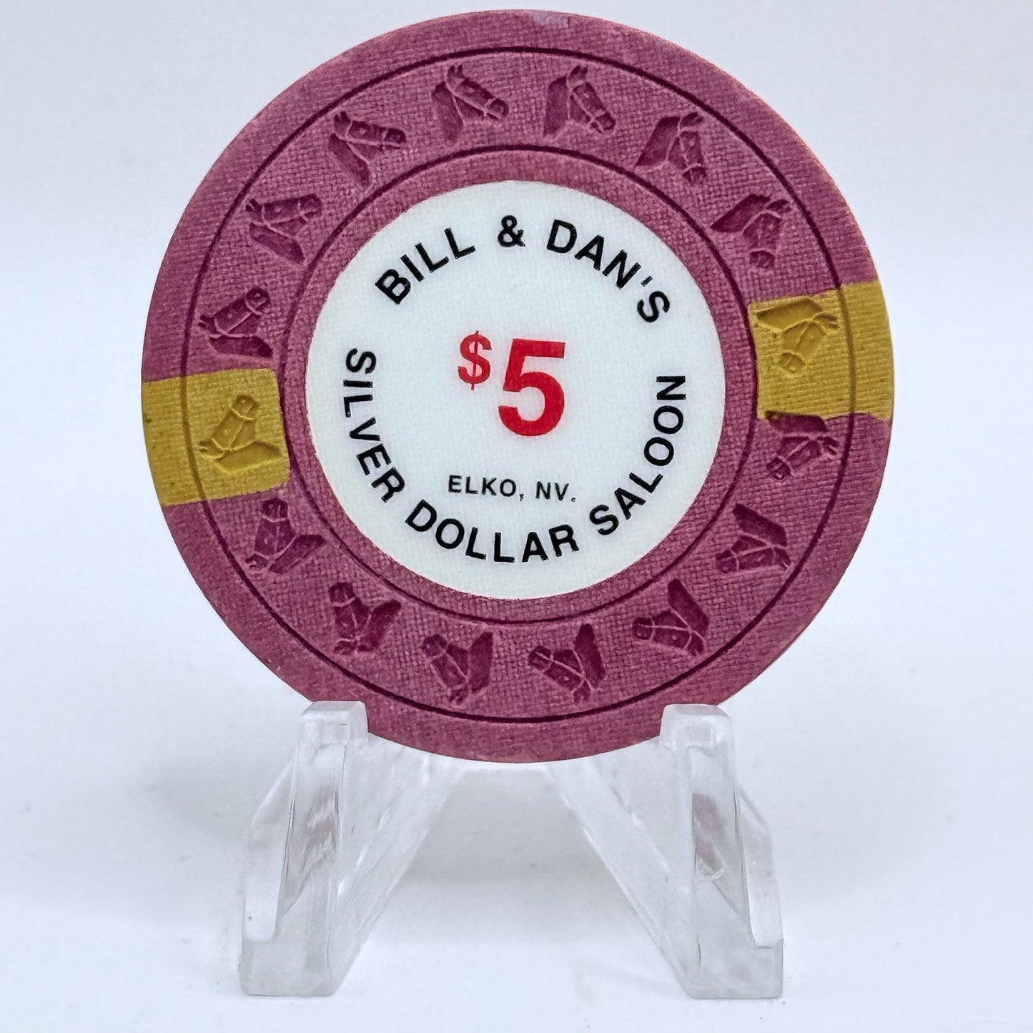 Bill & Dan's Silver Dollar Saloon Elko Nevada 1991 $5 Casino Chip N3340