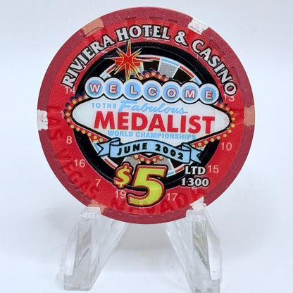 Riviera Las Vegas Nevada 2002 'Medalist Championship' LE $5 Casino Chip E3525