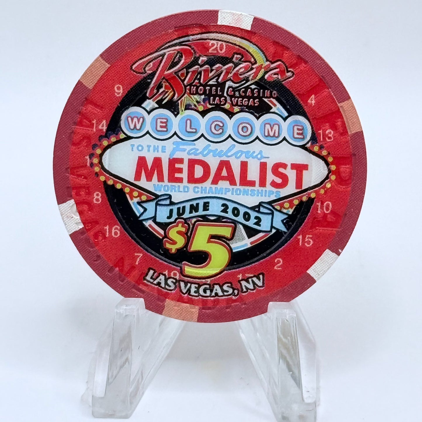 Riviera Las Vegas Nevada 2002 'Medalist Championship' LE $5 Casino Chip E3525