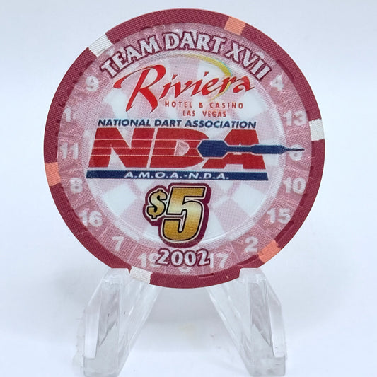 Riviera Las Vegas Nevada 2002 'Team Dart' LE $5 Casino Chip E2390