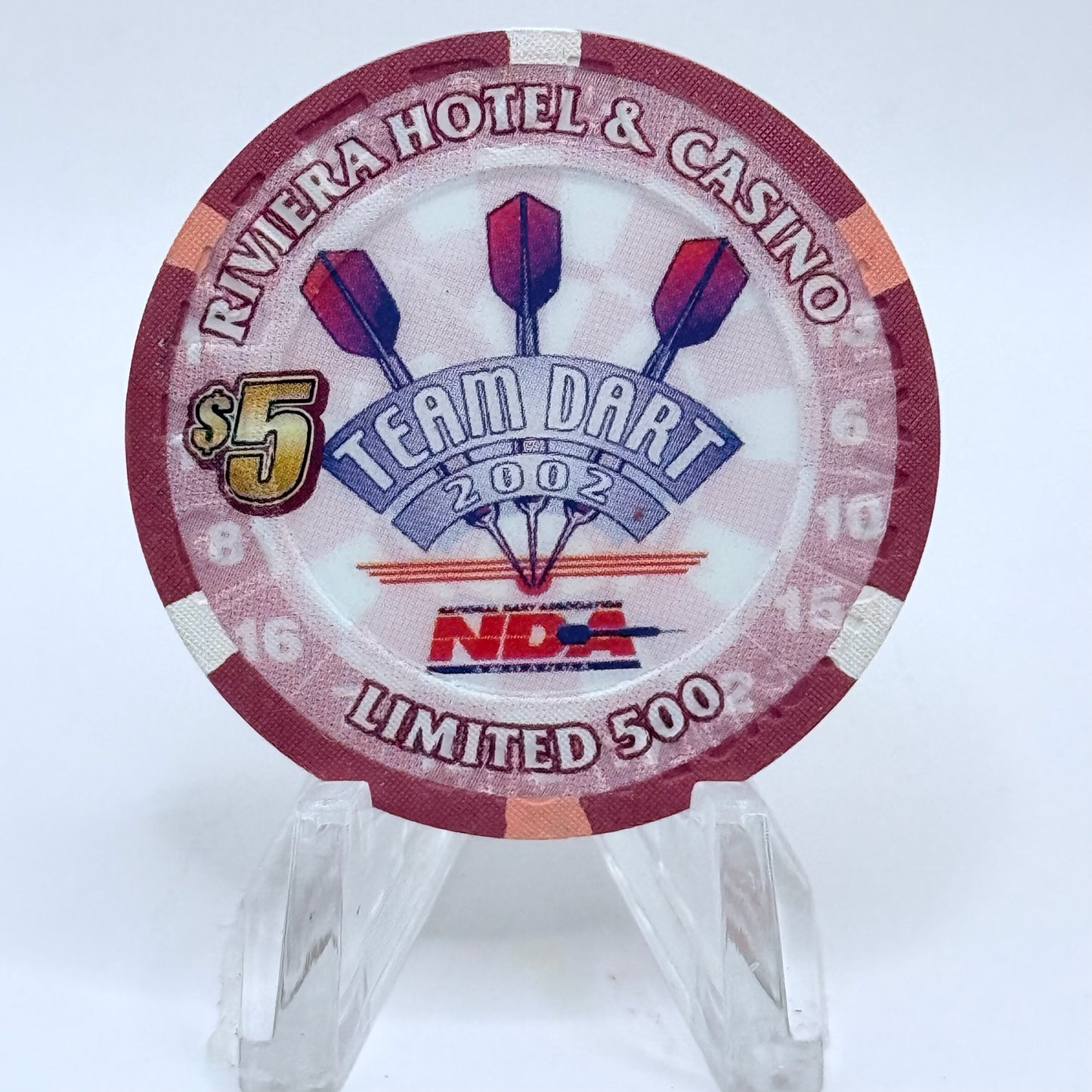Riviera Las Vegas Nevada 2002 'Team Dart' LE $5 Casino Chip E2390
