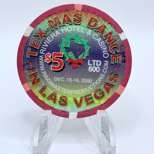 Riviera Las Vegas Nevada 2000 'Tex-mas Dance' LE $5 Casino Chip V7456