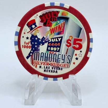 Mahoney's Silver Nugget N. Las Vegas Nevada 1997 'July 4th' LE $5 Casino Chip V1520