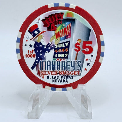 Mahoney's Silver Nugget N. Las Vegas Nevada 1997 'July 4th' LE $5 Casino Chip V1520