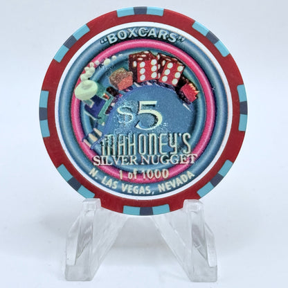 Mahoney's Silver Nugget N. Las Vegas Nevada 1997 'Boxcars' LE $5 Casino Chip N9106
