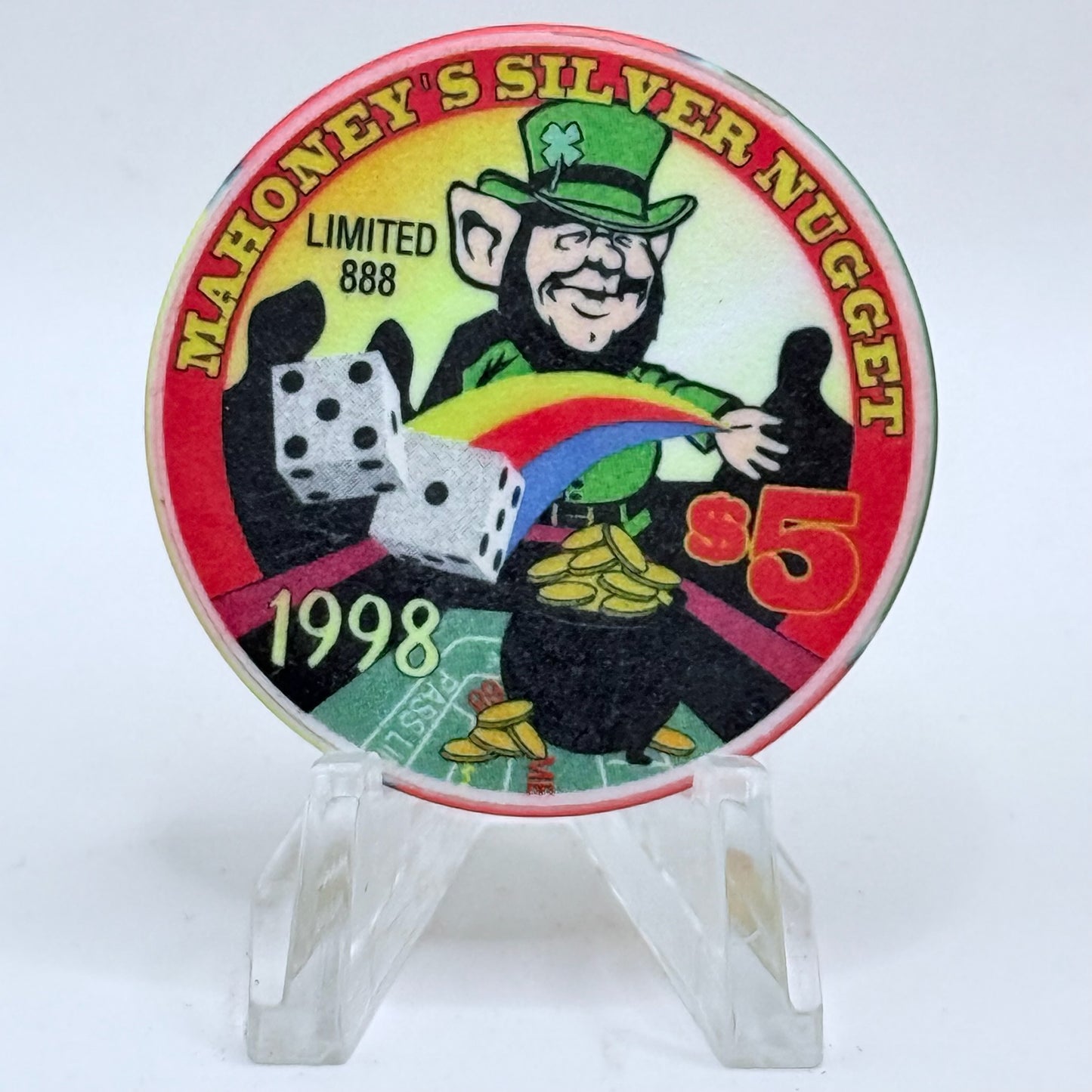 Mahoney's Silver Nugget N. Las Vegas Nevada 1998 'St. Patrick's Day' LE $5 Casino Chip V1526