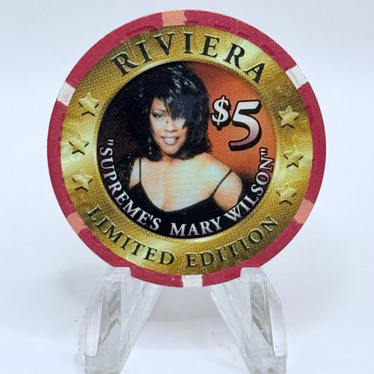 Riviera Las Vegas Nevada 2001 'Supreme's Mary Wilson' LE $5 Casino Chip V6593