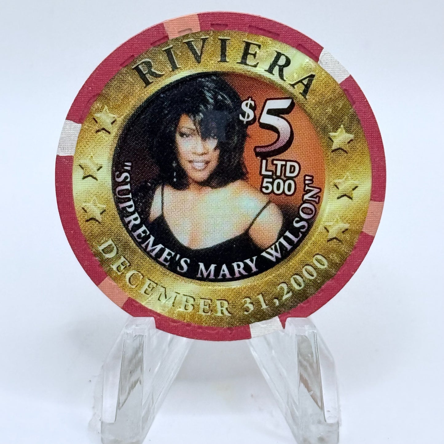Riviera Las Vegas Nevada 2001 'Supreme's Mary Wilson' LE $5 Casino Chip V6593