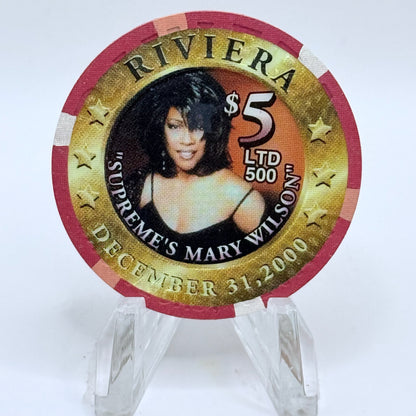 Riviera Las Vegas Nevada 2001 'Supreme's Mary Wilson' LE $5 Casino Chip V6593