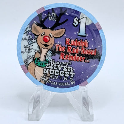 Mahoney's Silver Nugget N. Las Vegas Nevada 2001 'Rudolph - Christmas' LE $1 Casino Chip E2517