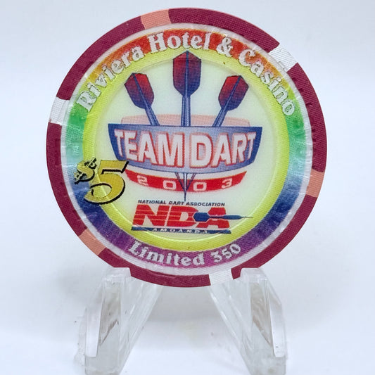 Riviera Las Vegas Nevada 2003 'Team Dart' LE $5 Casino Chip E2391