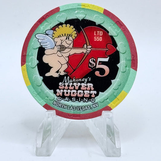 Mahoney's Silver Nugget N. Las Vegas Nevada 2002 'Valentine's Day' LE $5 Casino Chip V9787
