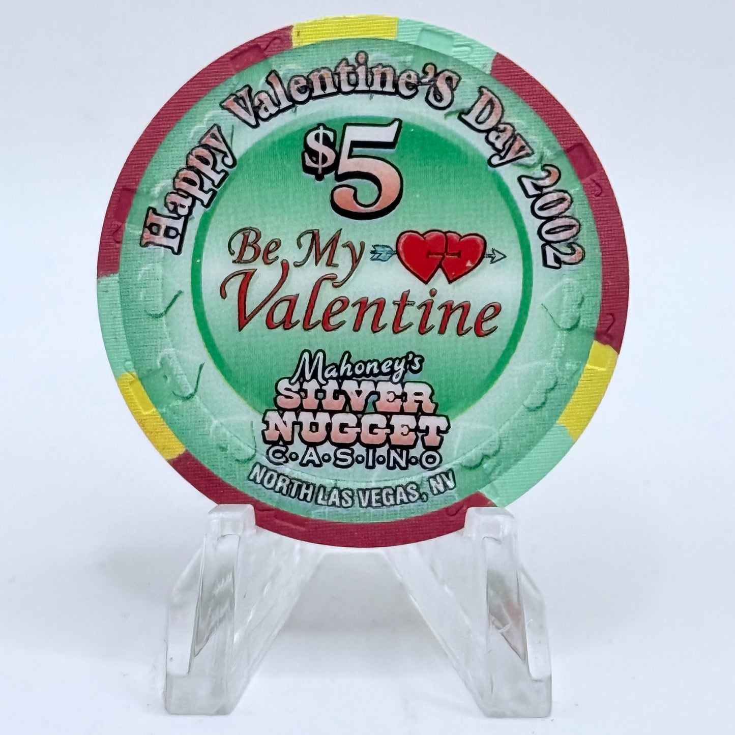 Mahoney's Silver Nugget N. Las Vegas Nevada 2002 'Valentine's Day' LE $5 Casino Chip V9787