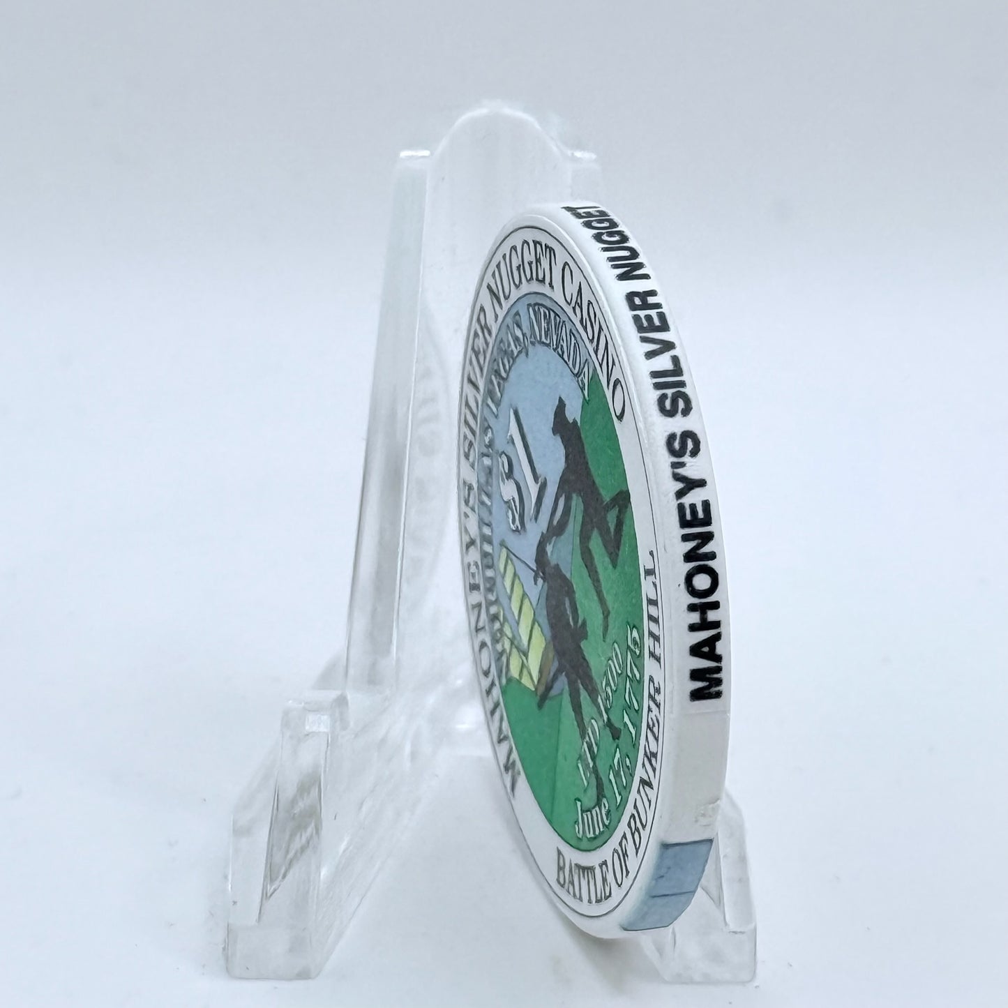Mahoney's Silver Nugget N. Las Vegas Nevada 2002 'Battle Of Bunker Hill' LE $1 Casino Chip E2514