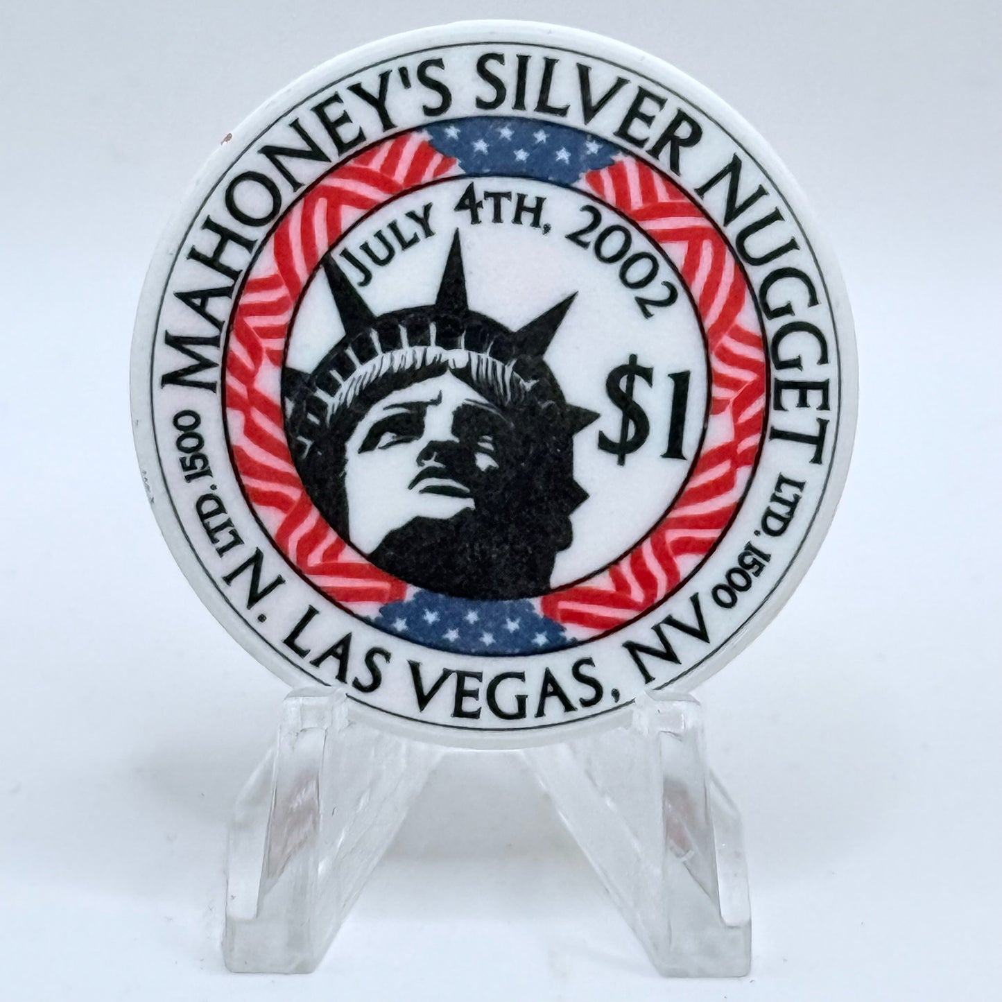Mahoney's Silver Nugget N. Las Vegas Nevada 2002 'July Fourth' LE $1 Casino Chip E2515