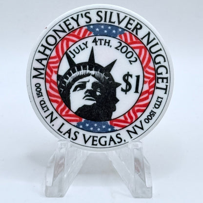 Mahoney's Silver Nugget N. Las Vegas Nevada 2002 'July Fourth' LE $1 Casino Chip E2515