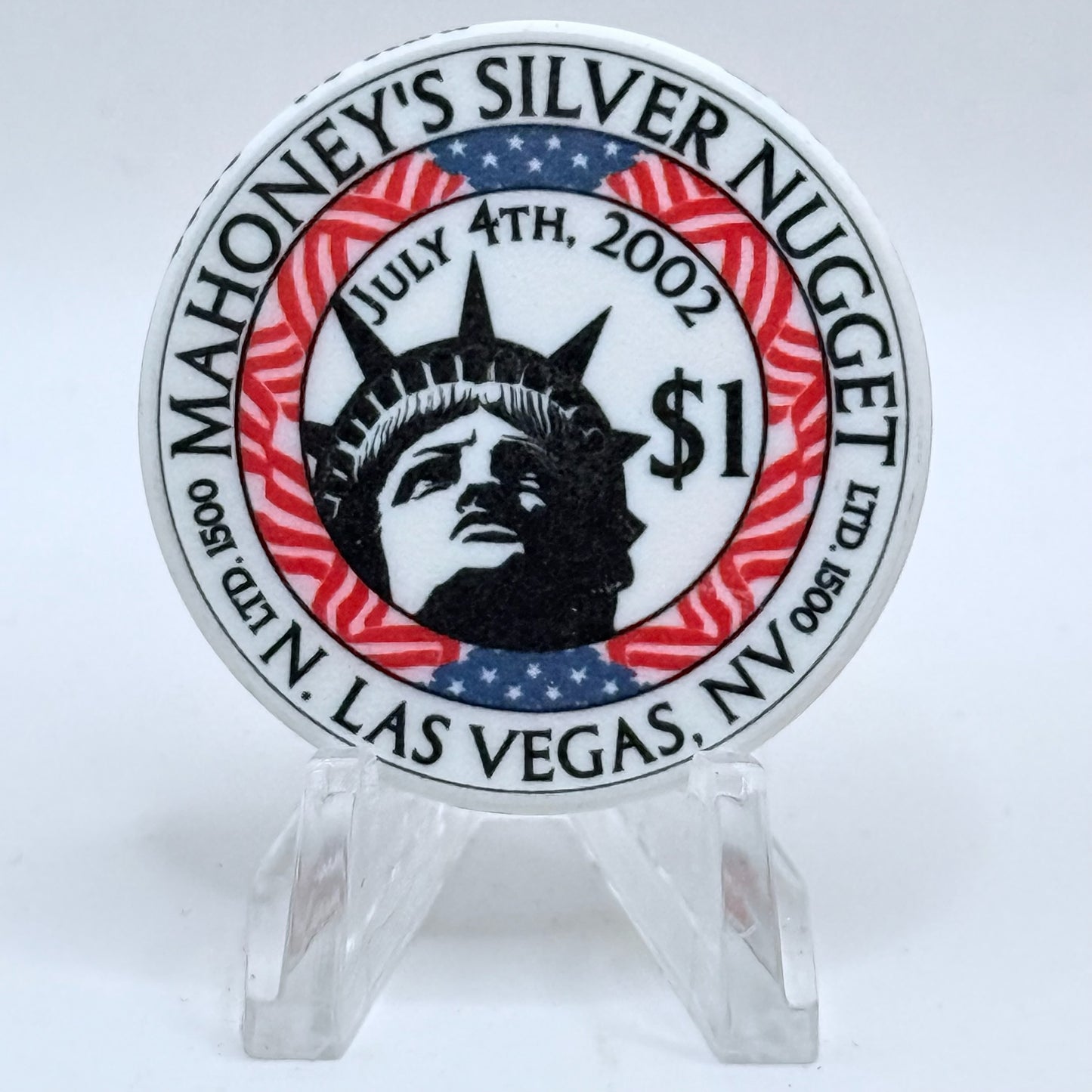 Mahoney's Silver Nugget N. Las Vegas Nevada 2002 'July Fourth' LE $1 Casino Chip E2515