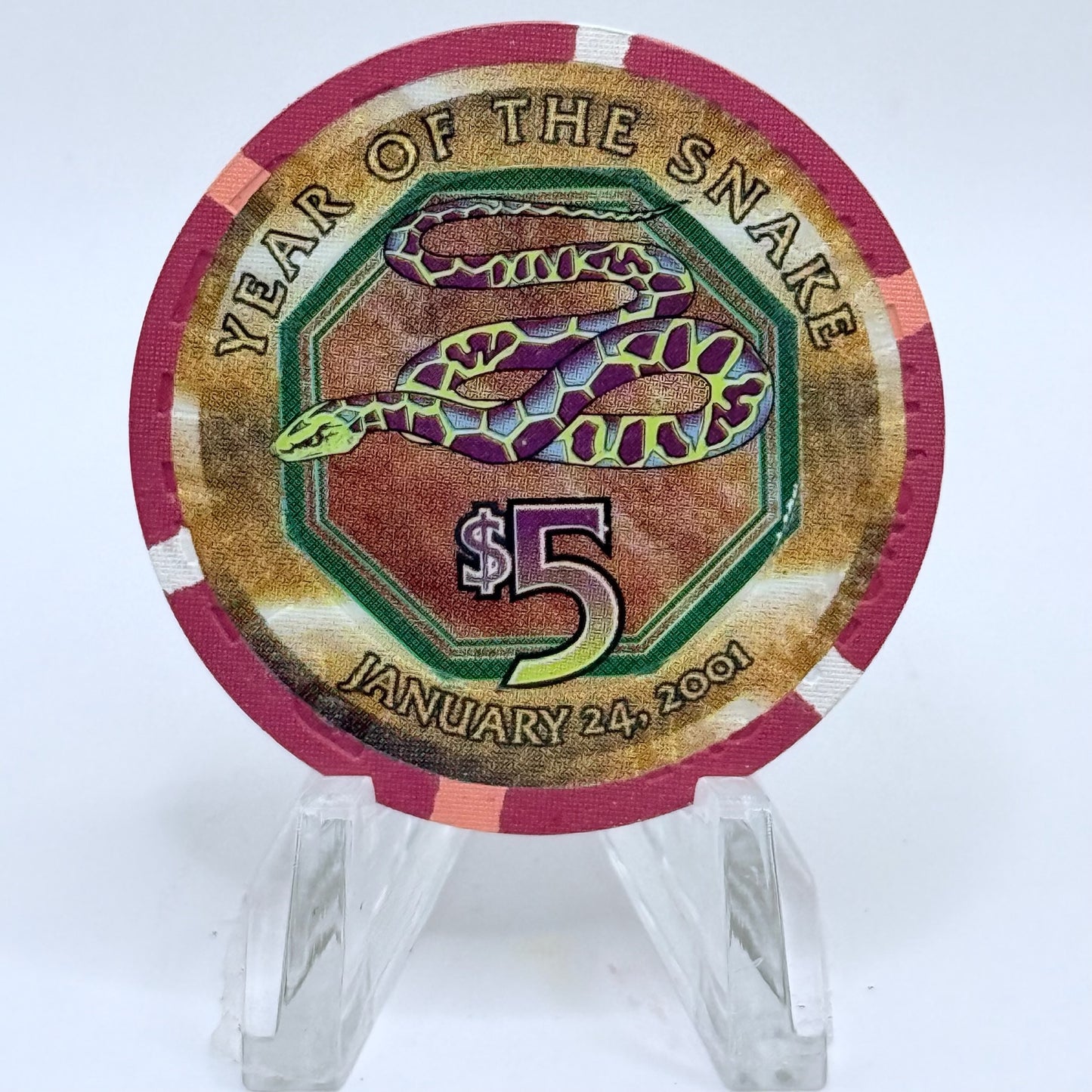 Riviera Las Vegas Nevada 2001 'Year Of The Snake' LE $5 Casino Chip V7433
