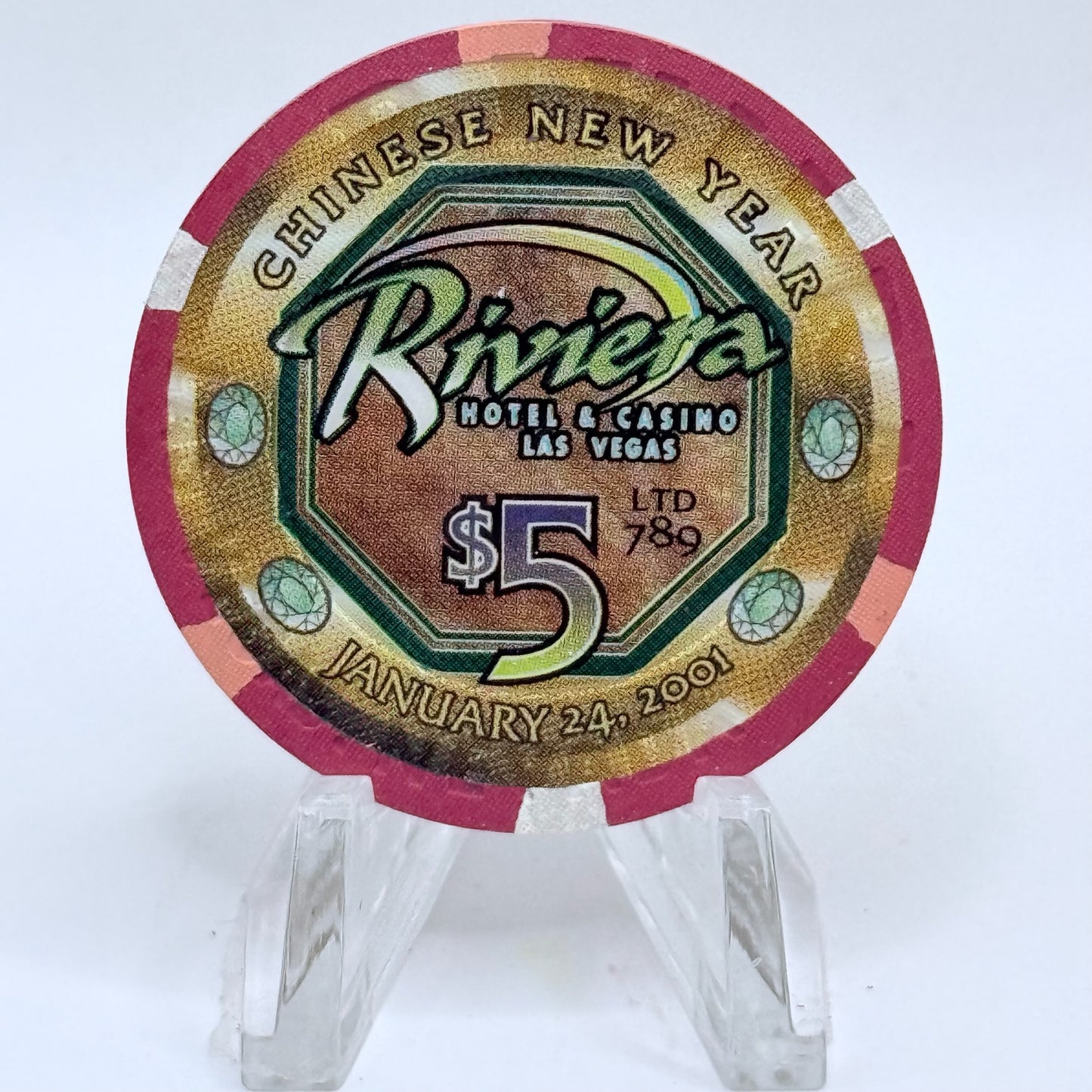 Riviera Las Vegas Nevada 2001 'Year Of The Snake' LE $5 Casino Chip V7433