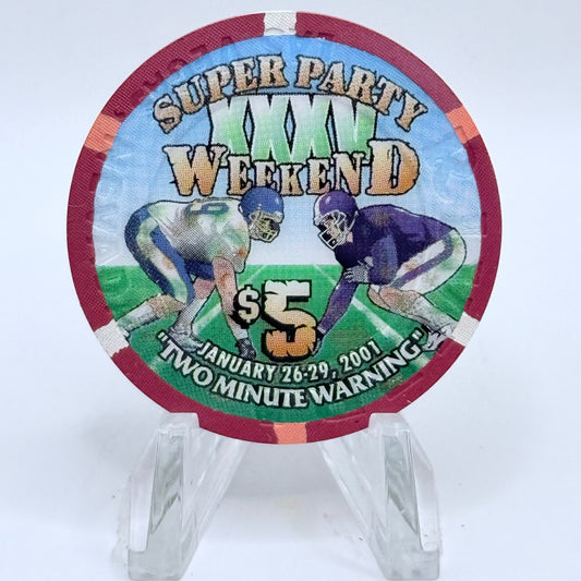 Riviera Las Vegas Nevada 2001 'Super Party XXXV' LE $5 Casino Chip V7490