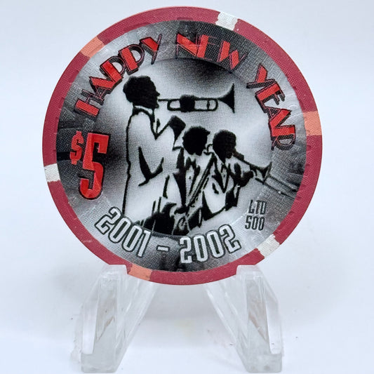 Riviera Las Vegas Nevada 2001 'Happy New Year' LE $5 Casino Chip V9646
