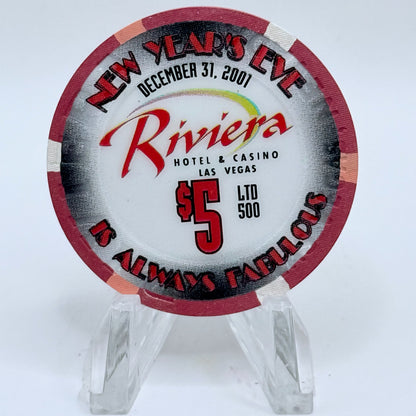 Riviera Las Vegas Nevada 2001 'Happy New Year' LE $5 Casino Chip V9646