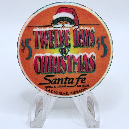 Santa Fe Las Vegas Nevada 1998 'Twelve Days Of Christmas' LE $5 Casino Chip V3388