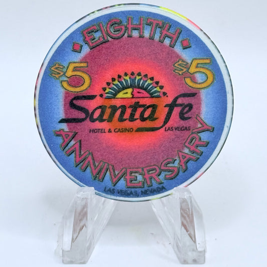 Santa Fe Las Vegas Nevada 1999 'Eighth Anniverary' LE $5 Casino Chip V3384