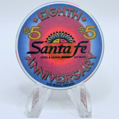 Santa Fe Las Vegas Nevada 1999 'Eighth Anniverary' LE $5 Casino Chip V3384