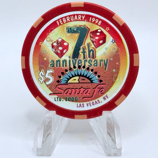 Santa Fe Las Vegas Nevada 1998 '7th Anniverary' LE $5 Casino Chip V1487