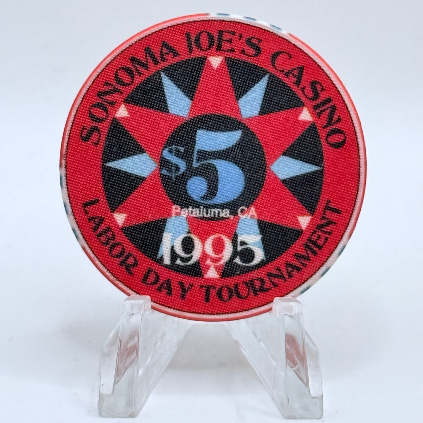 Sonoma Joe's Casino Petaluma California 1995 'Labor Day Tournament' LE $5 Casino Chip