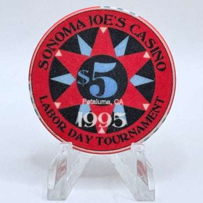 Sonoma Joe's Casino Petaluma California 1995 'Labor Day Tournament' LE $5 Casino Chip