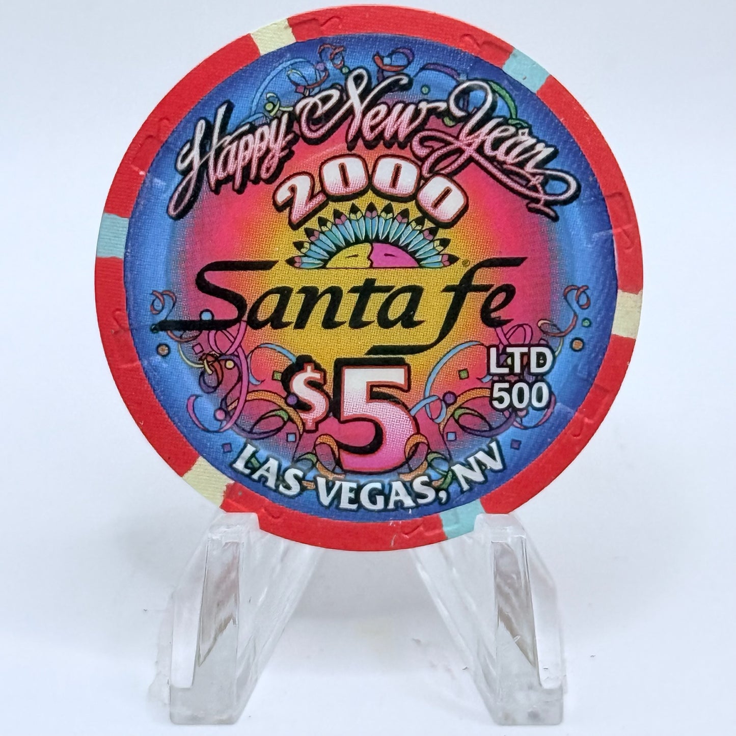 Santa Fe Las Vegas Nevada 1999 'Happy New Year' LE $5 Casino Chip V5541