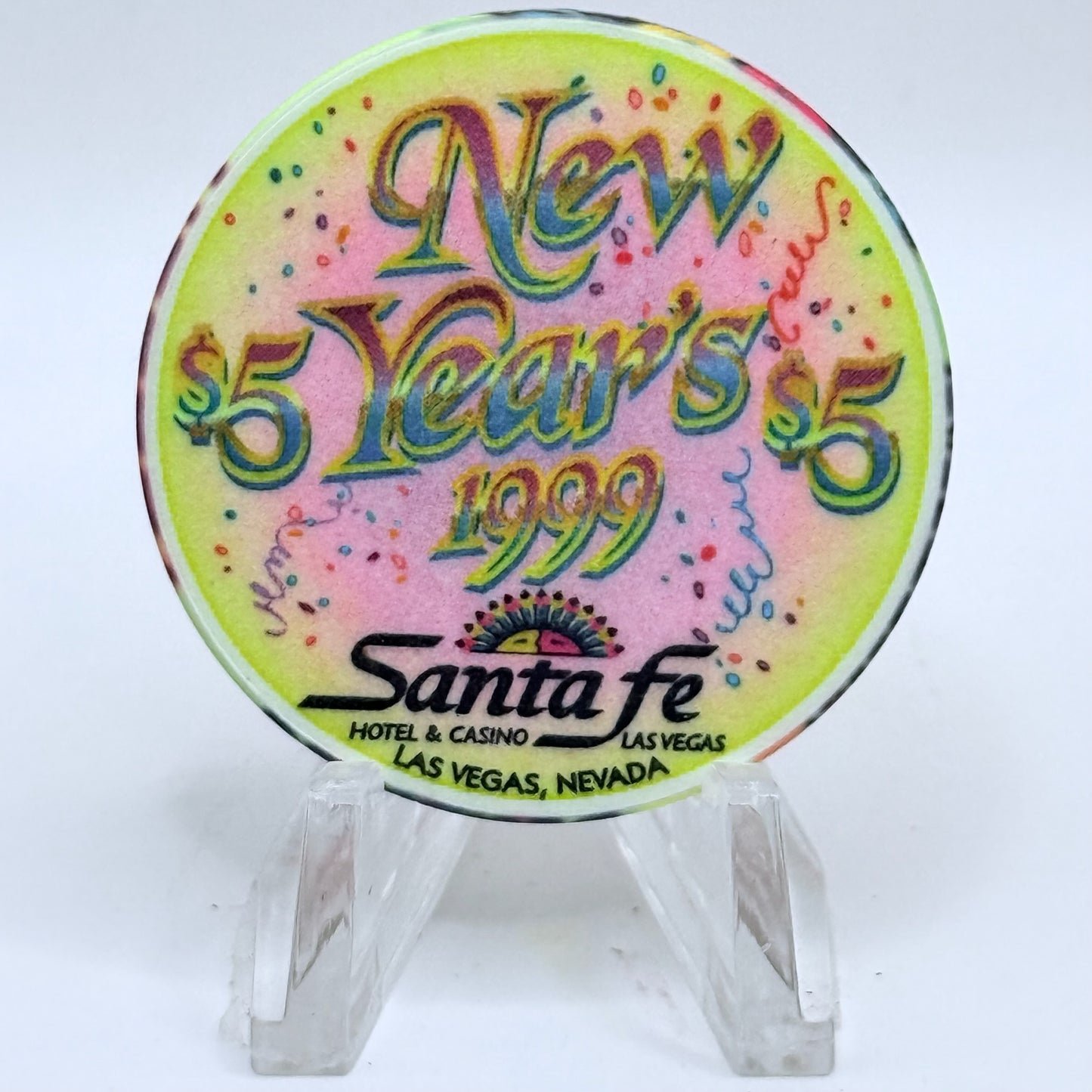 Santa Fe Las Vegas Nevada 1999 'New Year's' LE $5 Casino Chip V3385