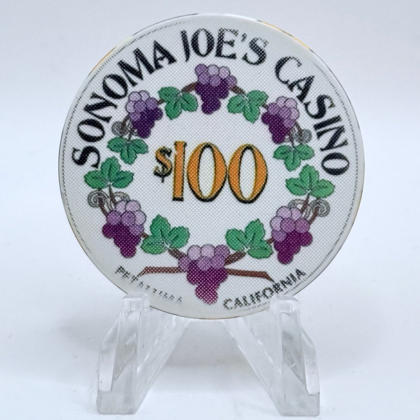 Sonoma Joe's Casino Petaluma California $100 Casino Chip