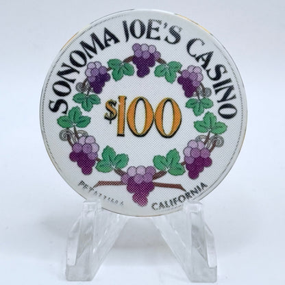Sonoma Joe's Casino Petaluma California $100 Casino Chip