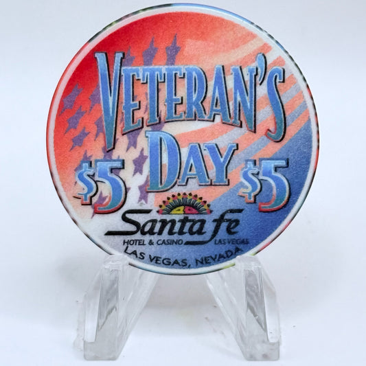 Santa Fe Las Vegas Nevada 1998 'Veterans Day' LE $5 Casino Chip V3389