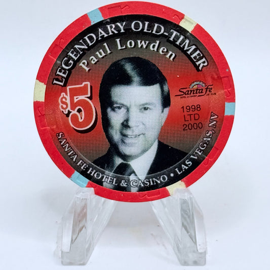 Santa Fe Las Vegas Nevada 1998 'Legendary Old Timer Paul Lowden' LE $5 Casino Chip V3386