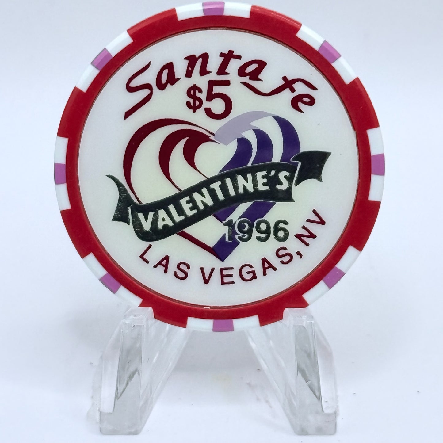 Santa Fe Las Vegas Nevada 1996 '5th Anniversary - Valentines Day' LE $5 Casino Chip N7922