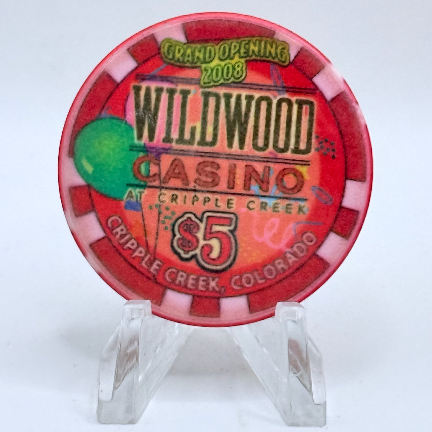 Wildwood Casino Cripple Creek Colorado 2008 'Grand Opening' LE $5 Casino Chip