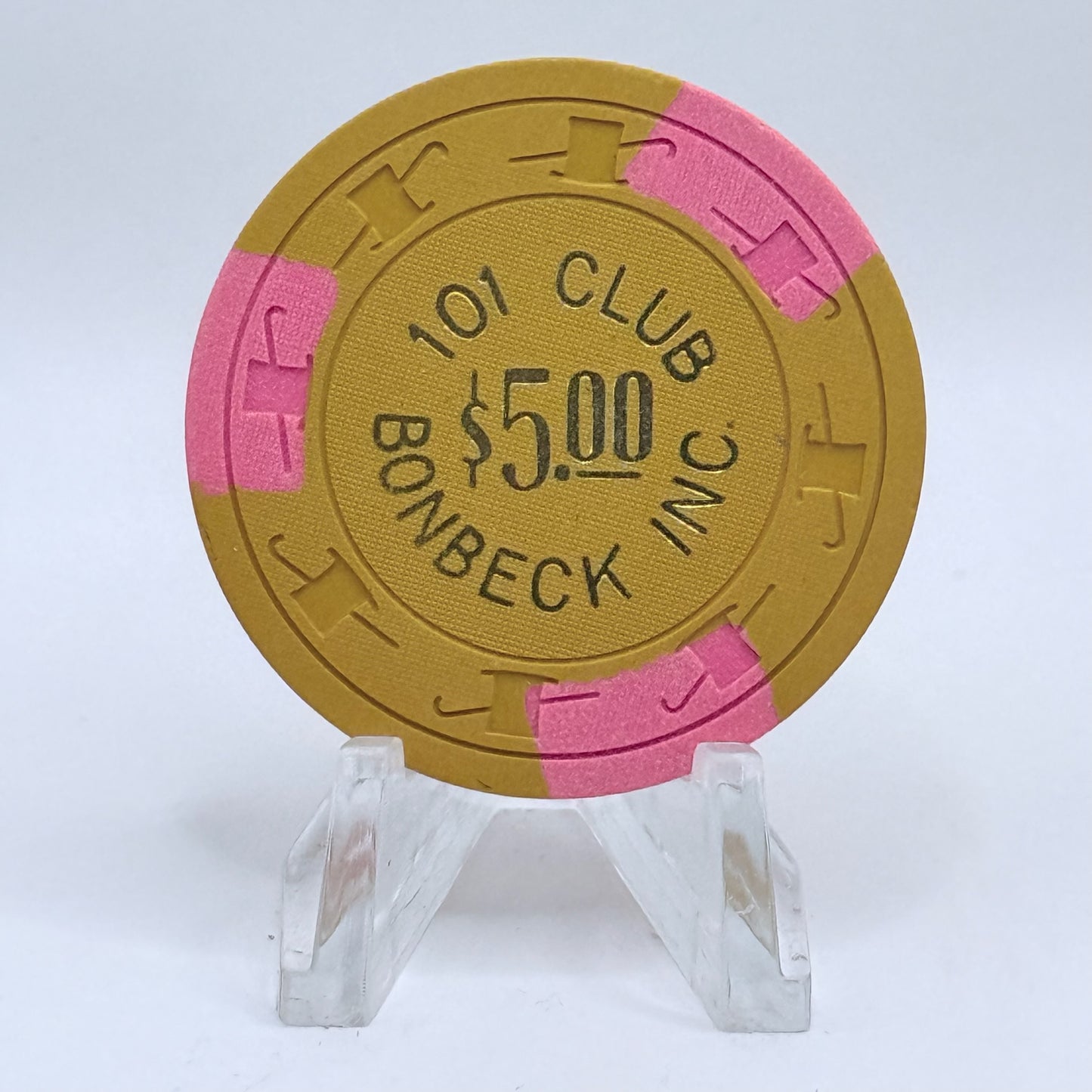 101 Club Bonbeck , Inc. Casino Las Vegas Nevada 1969 $5 Casino Chip N3757