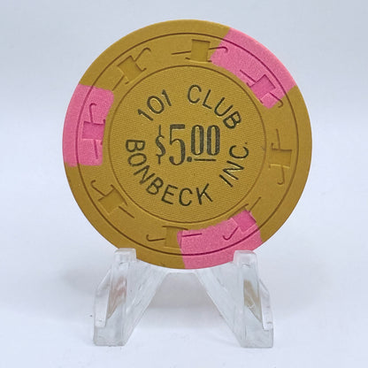 101 Club Bonbeck , Inc. Casino Las Vegas Nevada 1969 $5 Casino Chip N3757