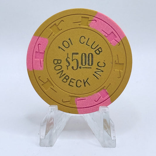 101 Club Bonbeck , Inc. Casino Las Vegas Nevada 1969 $5 Casino Chip N3757